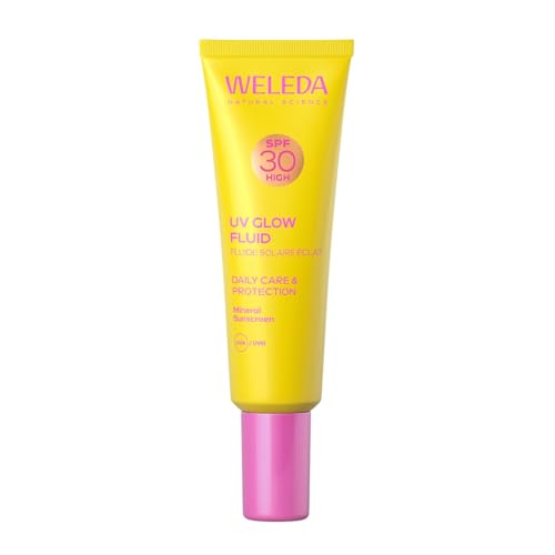 Weleda UV Glow Fluid with SPF30, SPF Face Moisturiser, Mineral Sunscreen, Face Cream with Moringa Oil, Untinted, Fragrance Free, Certified Natural Face Care, 30ml