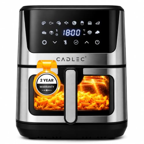 Cadlec AirPulse 2100W Digital Air Fryer | 360° Rapid Air Circulation, 12 Preset Menus, Touch Control Panel, 8L Non-Stick Basket, Low Oil Cooking, 2-Ye