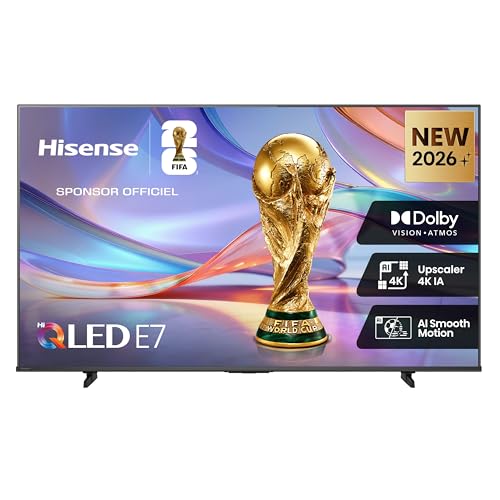 (-34%) Hisense 50E7DS Fernseher 50 Zoll, 4K UHD QLED, Smart TV, Hi View AI Engine, 60Hz Game Mode Plus, Dolby Vision IQ, QLED Colour, Filmmaker, Smooth Motion, Airplay, Sprachsteuerung, 2026