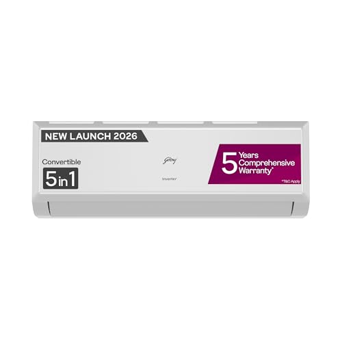 Godrej 1.5 Ton 3 Star| New Star Rated| Inverter Split AC | 5-in-1 Convertible Cooling | 5 Year Comprehensive Warranty| AI Powered| Heavy Duty Cooling 