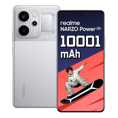 NARZO Power 5G (Titan Silver,8GB+128GB) 10001mAh Power. Stay Unstoppable. | 144Hz Curved+ AMOLED Display | Revolutionary Dual-Chip System | 50MP Sony 