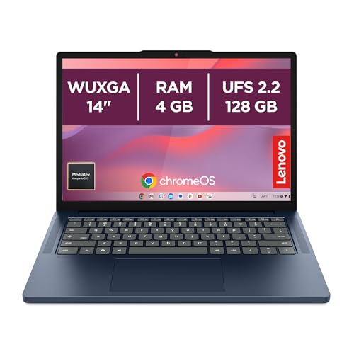 ⚡ BLITZDEAL (-36%) Lenovo Chromebook Laptop | 14" WUXGA Display | MediaTek Kompanio 540 | 4GB RAM | 128GB SSD | ARM Mali-G57 MC3 Grafik | ChromeOS | QWERTZ | exkl. Farbe in Cosmic blau | 3 Monate Premium Care