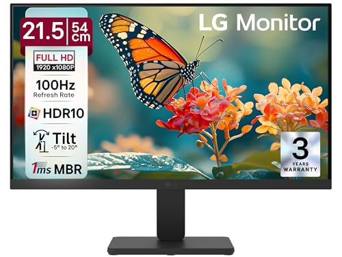 LG 22U401A 54.61 cm (22 Inch) Full HD (1920x1080) VA Monitor with 100Hz, 5ms (GtG),VGA, HDMI, 3-Side Virtually Borderless Design, sRGB 99% (Typ.), HDR