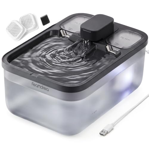 🔥 STARKER PREIS (-40%) Feandrea Katzenbrunnen, 4,5L Trinkbrunnen für Katzen, 2 Filter, 1 Schwamm