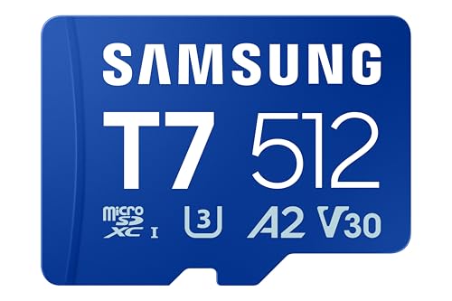 (-37%) Samsung T7 microSD-Karte, 512 GB, Speicherkarte für Mobile Games auf Smartphones, Tablets und Handheld-Konsolen, UHS-I U3, Full HD & 4K UHD, 170 MB/s Lesen, MB-MB512T/WW
