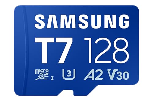 (-31%) Samsung T7 microSD-Karte, 128 GB, Speicherkarte für Mobile Games auf Smartphones, Tablets und Handheld-Konsolen, UHS-I U3, Full HD & 4K UHD, 170 MB/s Lesen, MB-MB128T/WW