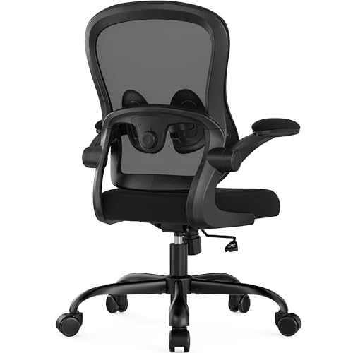 🔥 STARKER PREIS (-43%) Farini Ergonomischer Executive Schreibtischstuhl Mesh Bürostuhl mit Verstellbarer Lendenstütze und aufklappbaren Armlehnen drehbarer Rollcomputer Stuhl für Homeoffice