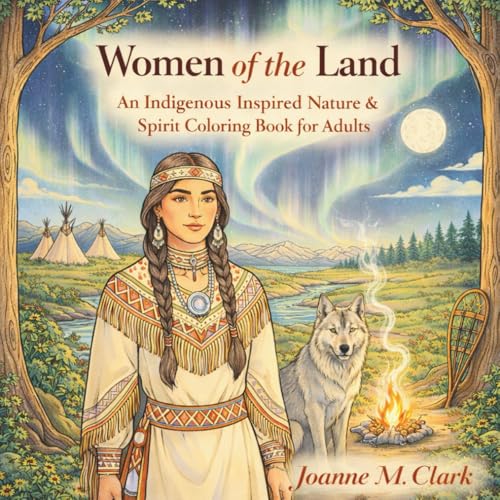 Cover of Woman of the Land: An Indigenous Inspired Nature & Spirit Colouring Book for Adults