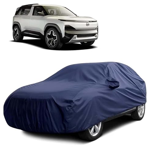 100% Water Resistant Car Body Cover Compatible with Mirror for Tata Sierra (Triple Stitched, Full Bottom Elastic, Navy Blue)