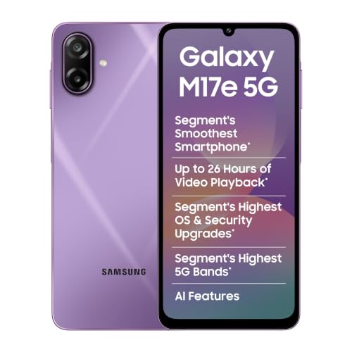 Samsung Galaxy M17e 5G Mobile (Vibe Violet, 6GB RAM, 128GB Storage, Monster 6000mAh Battery) | 120 Hz Refresh Rate | IP54 Rating | 6 Gen OS Upgrades |