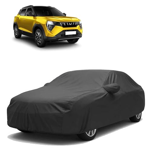 Sulfar 100% Water Resistant Car Body Cover Compatible with Mirror for Mahindra XUV 3XO (Triple Stitched, Full Bottom Elastic, Dark Grey)