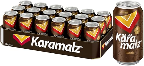 🔥 SELTEN SO GÜNSTIG (-43%) Karamalz Classic Malztrunk, EINWEG (18 x 0,33 l Dose) – Alkoholfreies Malzgetränk vegan & laktosefrei, intensiv Mahagoni-braun mit malzaromatisch-karamelliger Süße – Genuss für die ganze Familie