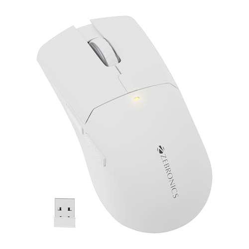 ZEBRONICS Rechargeable Wireless Mouse, Dual Mode 2.4GHz + BT, Upto 2400 DPI, 6 Buttons, USB Nano Receiver, Type-C, Silent Operation, Ergonomic Design 