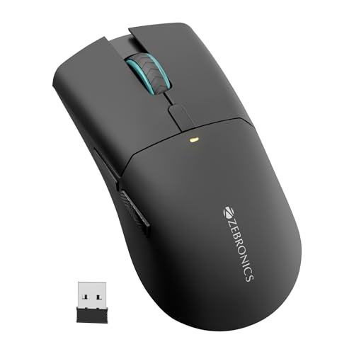 Zebronics Rechargeable Wireless Mouse, Dual Mode 2.4GHz + BT, Upto 2400 DPI, 6 Buttons, USB Nano Receiver, Type-C, Silent Operation, Ergonomic Design 