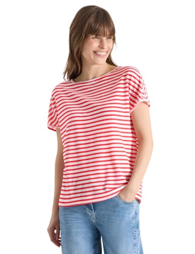 🔥 STARKER PREIS (-49%) Cecil T-Shirt mit Boatneck und Streifen Fresh red XS