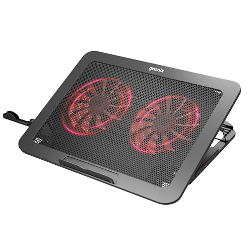 Geonix CoolZ 2Fan Laptop Cooling Pad |High-Performance 2 Cooling Fans 6 Adjustable Height Levels Up to 130mm | Compatible Upto 17-Inches| Supports uto