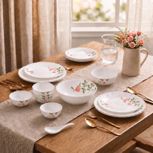 Microwave & Dishwasher Safe Crockery Set for Home, Bone-Ash Free Bowls & Plates Set, Break-Resistant & Lightweight
