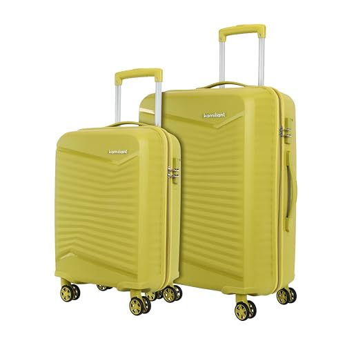 Kamiliant by American Tourister Rock-Lite 66L Hard Sided Trolley Bag for Men & Women with 3 Digit Combination Lock, Set of 2pc (Small & Medium) - Cres