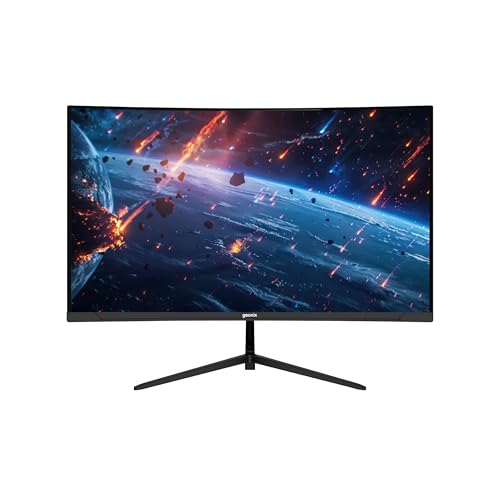GEONIX Neon 27-Inch Curved Full HD Monitor (68.58 cm) 120Hz Refresh Rate, 5ms Response Time, 3000:1 Contrast Ratio, Built-in Speakers, 1920x1080, Blac
