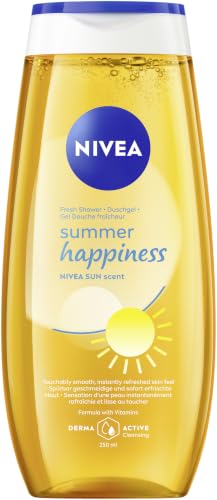 (-34%) NIVEA Summer Happiness Duschgel, pH-hautneutrale Pflegedusche mit Vitamin C & E, feuchtigkeitsspendendes Duschbad mit dem klassischen NIVEA Sonnencreme Duft (250 ml)