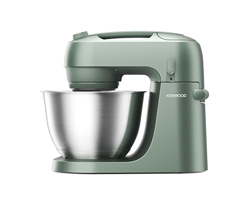 🔥 STARKER PREIS (-33%) Kenwood Go – Kompakte Küchenmaschine zum Backen, platzsparendes Design mit 4L Schüssel, 3 höhenverstellbare Metall-Rührwerkzeuge, drehbarer Spritzschutz, 6 Stufen, Tragegriff, 800W, Grün (KZM35000GR)