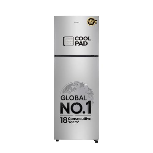 Haier 240 L 1 Star Frost Free Double Door Refrigerator with Cool Pad for Extended Freezer Cooling & Spacious Fresh Zone (HEF-251EGSA-P, Moon Silver, 2