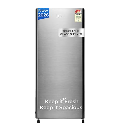 Haier 190 L 4 Star Direct Cool Single Door Refrigerator with Fast Ice Making, Easy Clean Back, Large Vegetable Box (HED-204TDSA-N, Dazzle Steel, 2026 