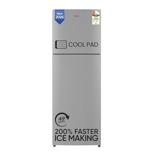 Haier 240L Frost Free Double Door 2 Star Refrigerator with Freezer at Top, Twin Inverter Technology, 200% Fast