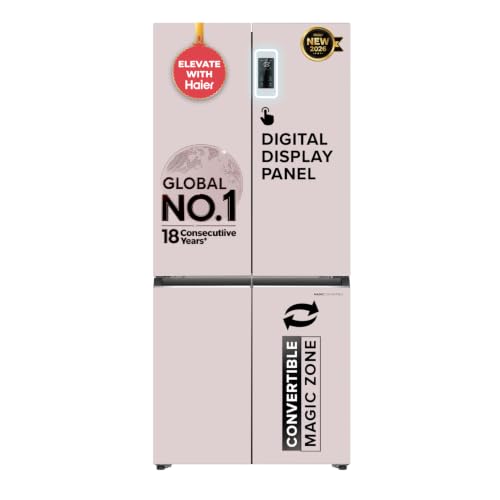 Haier 520 L 3 Star Lumiere Frost Free Triple Inverter French Door Side by Side Refrigerator (HRB-600MP, Mauve Pink, Magic Convertible Zone, Vogue Colo