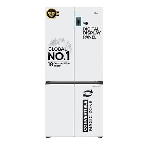 Haier 520 L 3 Star Lumiere Frost Free Triple Inverter French Door Side by Side Refrigerator (HRB-600PW, Pearl White, Magic Convertible Zone, Vogue Col