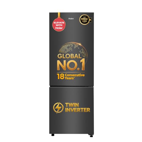 237 L 2 Star Frost Free Twin Inverter Double Door Bottom Mount Refrigerator with Extra Spacious 2X Veg Box (HEB-242EGBA-P, GE Black, 2026 Model)