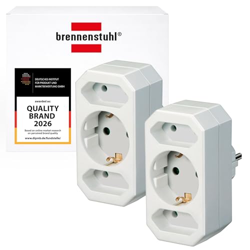 (-12%) Brennenstuhl 2er Set Mehrfachsteckdose, Steckdosenadapter 3-Fach