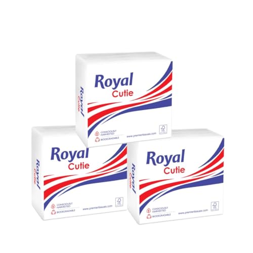 Royal Cutie 1-Ply Tissue Paper Napkins for Dining Table |Pack of 3 (90 Pulls Per Pack, 270 Sheets) | Extra Soft Paper Tissue, Perfect for Events, Part