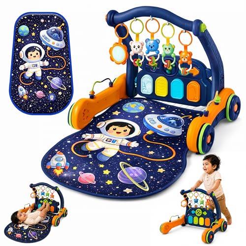 Astro 2-in-1 Playgym & Convertible Walker | Music, Lights with Hanging Toys | Non-Toxic for Motor & Fine Skills Development | Tummy Time Crawling Play