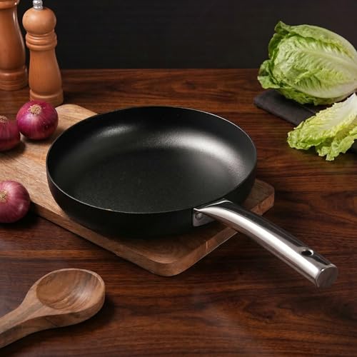 Lifelong Carbon Steel (Iron) Fry Pan 24cm | High Heat Stir Fry & Searing Pan with Long Stainless Steel Handle | Naturally Seasoned Non-Stick Surface |
