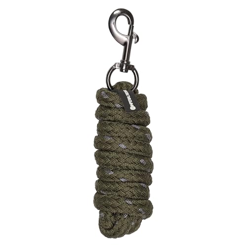 Imperial Riding IRH Deluxe Lead Rope with Lurex Thread, Carabiner Hook, Coated Nylon, Olive Green