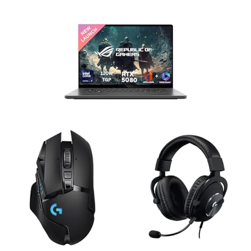 ASUS ROG Zephyrus G16 Gaming Laptop,Intel Core Ultra 9 285H+16GB RTX 5080,32GB,2TB SSD with Logitech G502 LS Wireless Gaming Mouse, 25000DPI Programmable and Logitech GProX Wired Gaming Headset