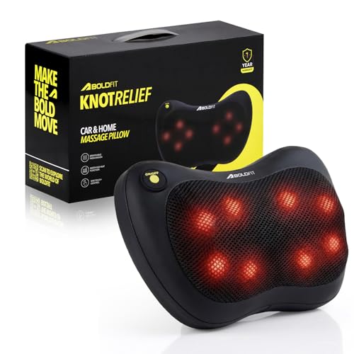 Boldfit KnotRelief Electric Shiatsu Back & Neck Massager, 4 Deep-Kneading Nodes, Infrared Heat, Bi-Directional Rotation, Portable Back Massager for Pa