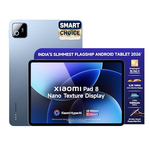 XIAOMI Pad 8 Nano Texture, 11.2 -inch (28.44 CM), LCD 3.2K, 12GB RAM, 256GB ROM, Wi-Fi, Quad Speakers Dolby Atmos, Supports Focus Pen Pro, Titanium Bl