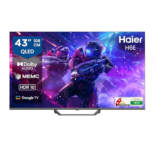 Haier H6E Series 108cm (43) 4K QLED Ultra HD Smart LED Google TV 43H6E