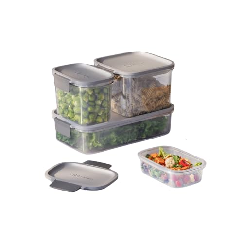 Electrolux Kit 4 Potes Herméticos de Plástico Cinza Safelock, 4,55L