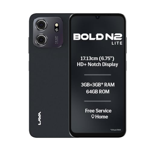 Bold N2 Lite (Nilgiri Blue, 3 GB RAM, 64 GB Storage) | 6.75" HD+ Display | 13MP AI Dual Rear Camera | 5000 mAh Battery | Secure Face Unlock | Fingerpr