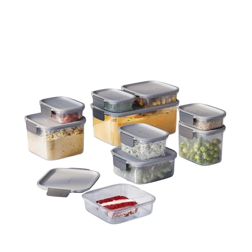 Electrolux Kit 10 Potes Herméticos de Plástico Cinza, 9,15L, Safelock | Empilhável e Modular