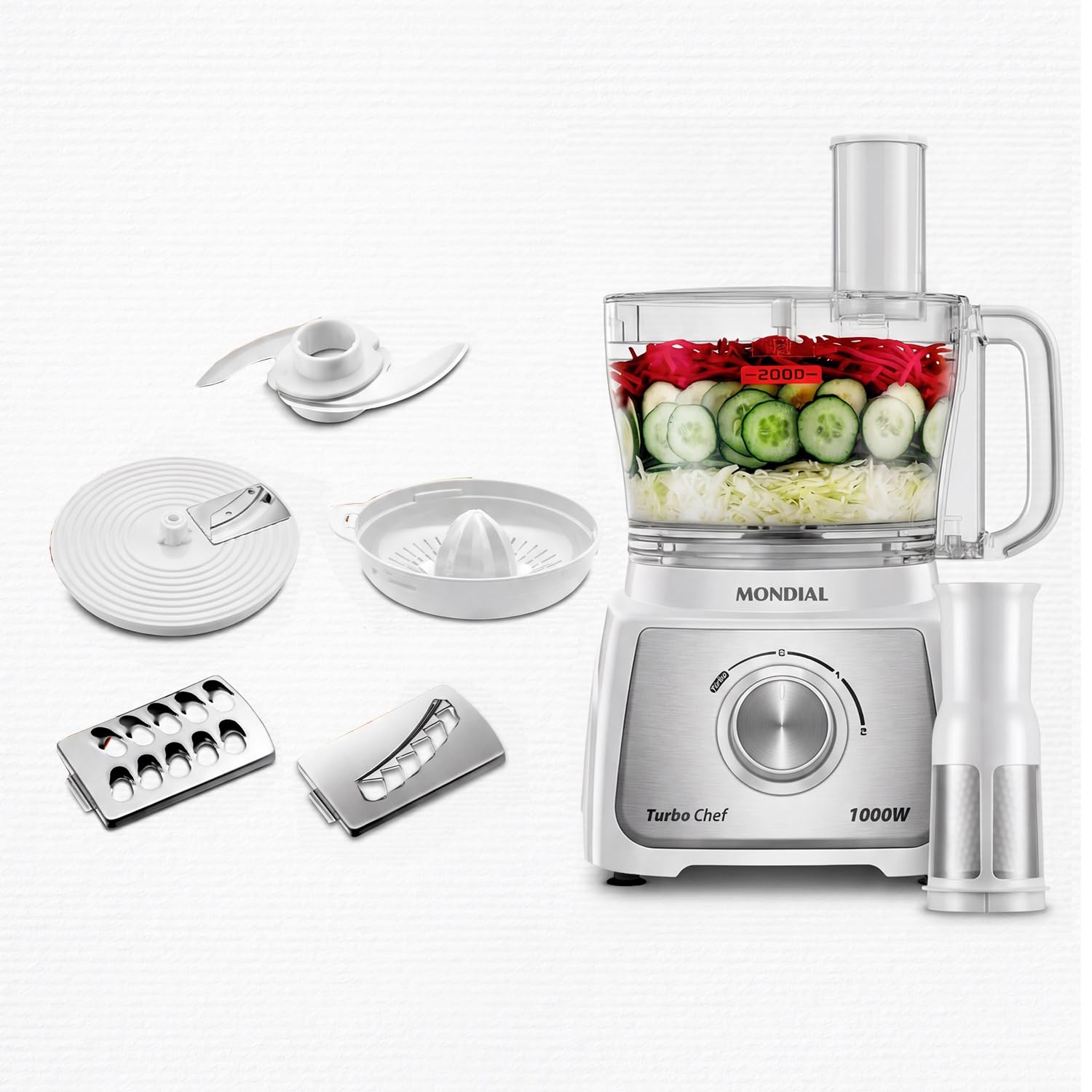 MONDIAL Multiprocessador Turbo Chef 7 em 1 1000W - 110V