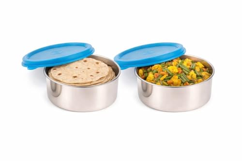 TOSAA Stainless Steel Sigma Container Large - 1020 ml (Pack of 2) | Airtight & Leakproof Lid |Compact & Travel-Friendly | Easy to Carry | Perfect for 