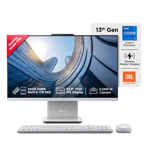 Lenovo IdeaCentre AIO Intel Core i7-13620H 24" FHD (24GB RAM/1TB SSD/Win11/Microsoft 365 Basic + Office Home 2024/Wireless Charging/Wireless EOS Keybo
