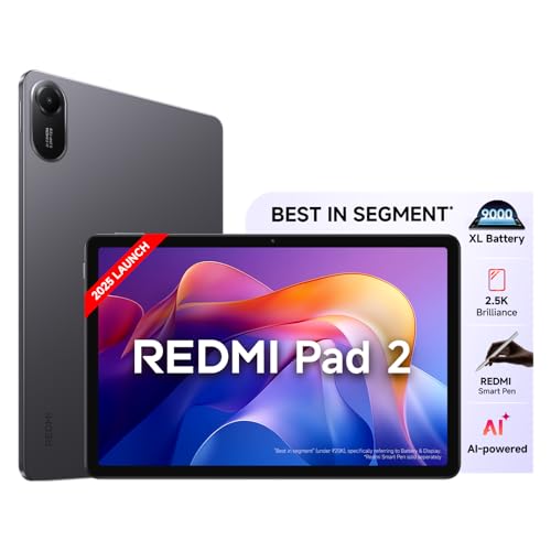 Redmi Pad 2 Wi-Fi, Active Pen Support, 27.94cm(11") Model, 2.5K Sharp & Clear Display, 8GB, 128GB, All Day & More 9000mAh Battery, AI-Enabled, Dolby A