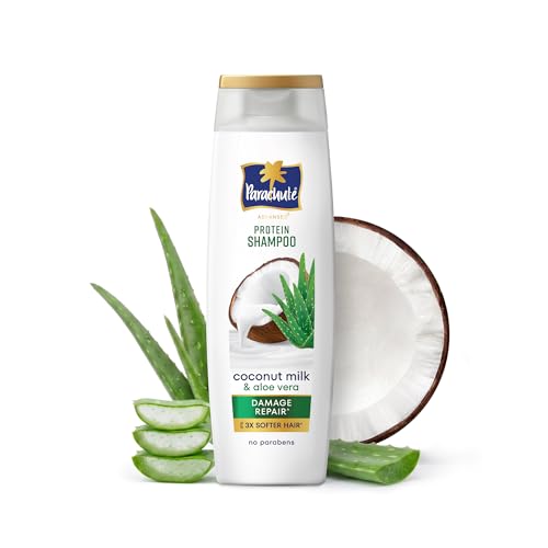 Parachute Advansed Protein Shampoo | with Coconut Milk and Aloe Vera | For up to 100% Damage Repair & up to 3X Softer Hair | Protein Lock Technology |
