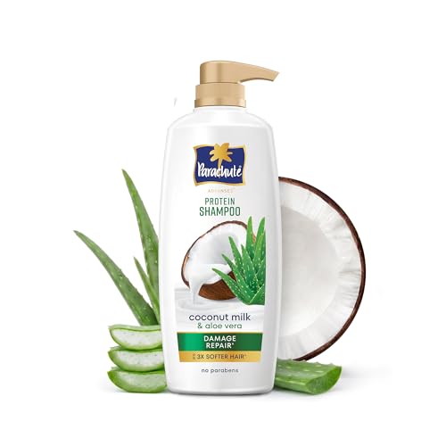 Parachute Advansed Protein Shampoo | with Coconut Milk and Aloe Vera | For up to 100% Damage Repair & up to 3X Softer Hair | Protein Lock Technology |
