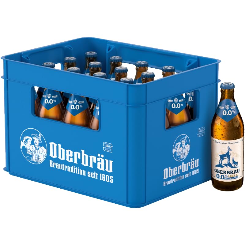 (-21%) Oberbräu Hell Alkoholfrei 0,0%, mild süffiges alkoholfreies Helles Bier aus Bayern Flaschenbier, MEHRWEG im Kasten, 20er Kiste (20 x 0.5 l)